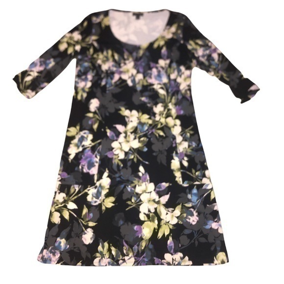 J. Jill black purple flowers dress - Picture 1 of 8